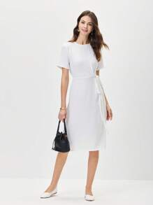 EMERY ROSE Váy dài vừa phải màu trơn thường ngày cho nữ - trắng - Xem 6