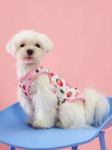 PETSIN 2pcs/Set Pet Cat Dog Universal Strawberry Print Cute & Sweet Comfortable Breathable Dog Vest, 2pcs/Set - Multicolor - View 6
