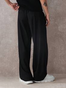 SUMWON Wide Leg Smart Trousers With Pleats, Professional Office Business Formal Pants, Classic Tailored High-Waist Work Wear, All-Season Dress Bottoms - Black - View 5