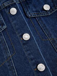 SHEIN Tween Girls Denim Two Pieces Outfits - Dark Wash - View 8