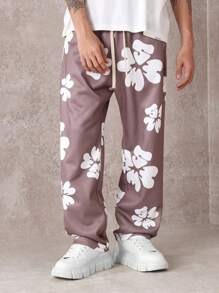 SUMWON Pantalones de chándal con estampado floral, cintura elástica, pantalones cómodos de estar en casa, pantalones deportivos, ropa de calle perfecta para uso casual en primavera y verano