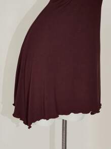 SHEIN ICON 修身挂脖不对称下摆链条装饰连衣裙 - 棕色 - 查看 9