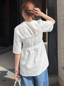 FRIFUL Camicia estiva da donna con bustier imbottito, a maniche corte, con scollo tondo e design patchwork, stile loose