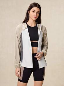 OutZeal Kühlende farbblockierende Sonnenscutzjacke mit Kordelzug-Saum, sonnengeschützt, Alltagsjacke für den täglichen Lässig-Einsatz - Weiss - Übersicht 9