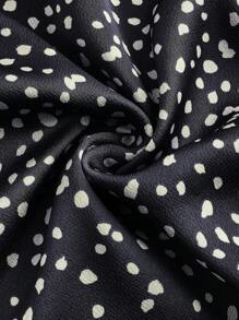 Maija 女士黑色梭织缎面波尔卡圆点荷叶边下摆花卉都市度假现代优雅浪漫长裙，适合外出、度假、派对、音乐节、优雅女士休闲长裙