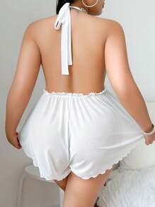 SilkySpell Body lencero sexi de talla grande con parches de encaje y malla transparente