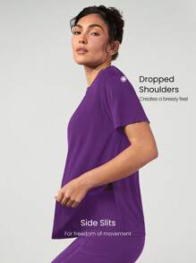 GLOWMODE Modal Oversized Everymode Tee Daily Casual Summer Compression Shirt - Violet Purple - View 3