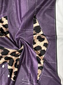 SHEIN Clasi Women's Jeanslike & Leopard Print Comfortable Leggings - Purple - View 8