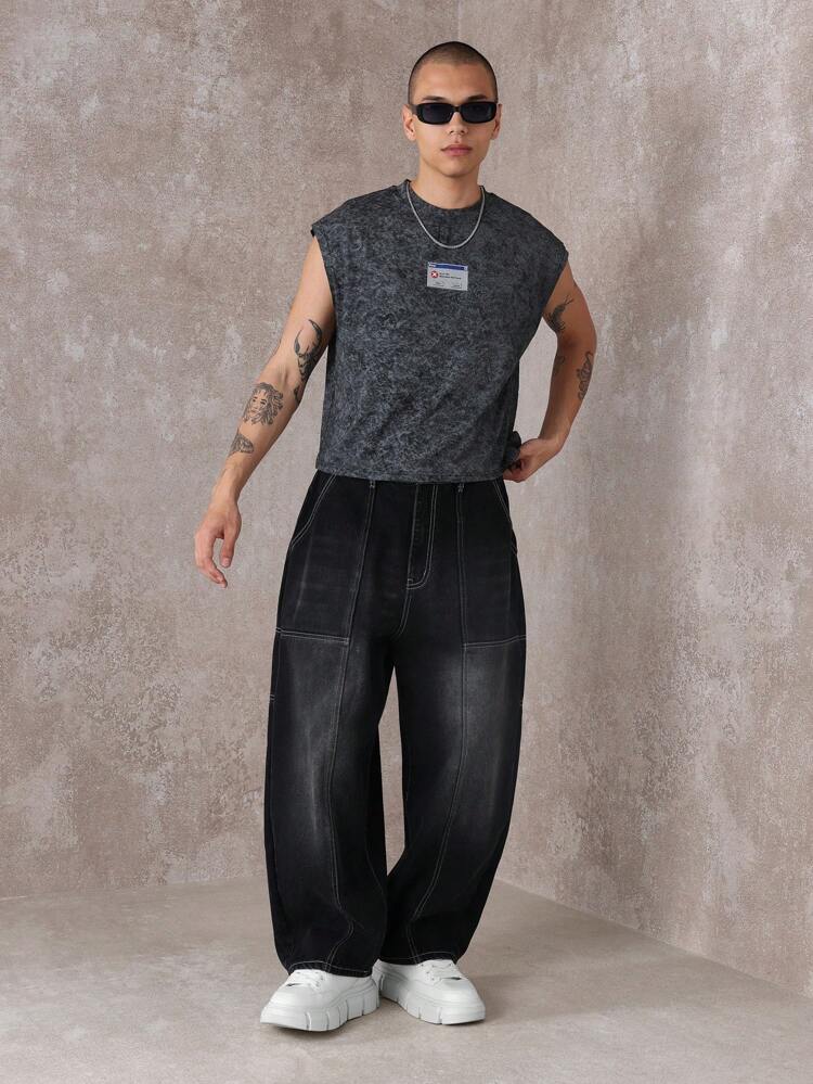 SUMWON Oversized Acid Wash Tank Top Retro Y2K Streetwear Sleeveless Muscle Tee Urban Festival Summer Graphic Print Workout Athletic Tank Top