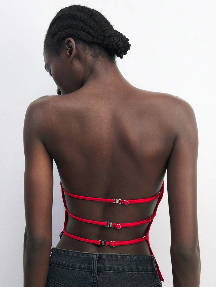 Maija Áo hở lưng màu đỏ có thể điều chỉnh dành cho nữ, Thời trang khi đi làm, Trang phục công sở thường ngày, Trang phục công sở gợi cảm, Trang phục công sở, Phong cách giản dị của giới nhà giàu, Khí chất thoải mái, Đi làm ở đô thị cao cấp, Cùng phong cách với Tổng biên tập tạp chí, Trang phục dự tiệc xã hội đô thị, Phong cách cơ bản quyến rũ, giản dị và bền bỉ, Đa năng và không cầu kỳ, Trang phục thời trang đường phố, Quán cà phê, Trang phục thoải mái mọi mùa - Đỏ - Xem 1