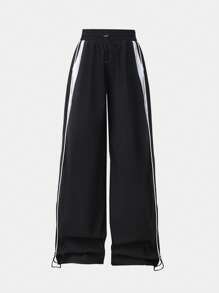 Menodora SHEIN Sport Pantalón de chándal holgado y casual tejido para mujer - Negro - Ver 8