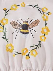 SHEIN Explorewe Vestido de Estilo Vintage Escuro e Elegante com Mangas e Barra Plissadas para Meninas na Pré-Adolescência, Adequado para o Dia a Dia, Trabalho, Festa Familiar, Festivais, Outono e Primavera - Damasco - Visão 5