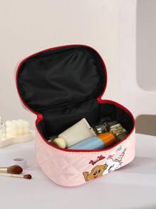 one one zero seven Cute Pink Cartoon Puppy With Bow Makeup Bag - Watermelon Pink - View 4