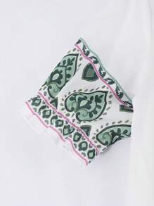 SHEIN Explorewe 2pcs/Set Teenage Girls Short Sleeve Robe And Sleeveless Ramadan Themed Print Dress Set - White - View 7