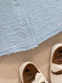 SHEIN Baby Girls Sleeveless Lace Trim Blouse Ruffle Tank Top - Blue - View 7