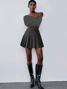 Lumivelle 纯色褶皱优雅风格休闲通勤 Y2K 学院风春夏女士褶皱裙、褶皱短裤