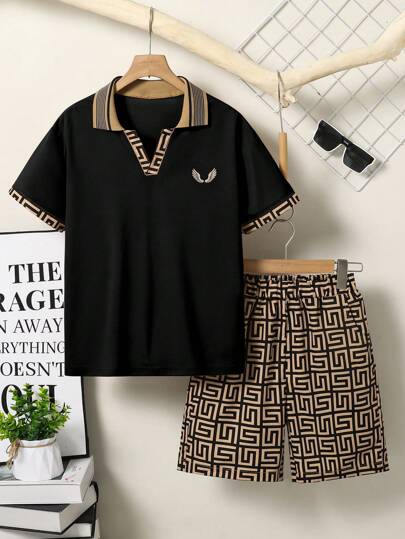 2pcs Boys' Casual Stylish Retro Floral Shirt & Shorts Set, Suitable For Spring Summer Everyday Outings, School, Campus, College