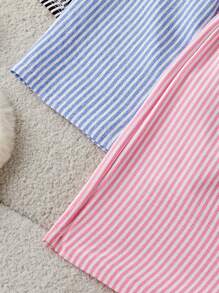 SHEIN 3-Pack Woven Simple Striped Yellow, Blue And Pink Shorts Set