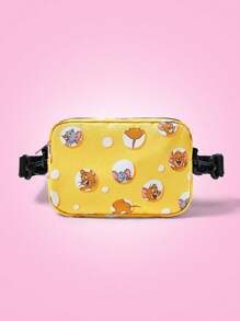 TOM & JERRY X SHEIN Cartoon Mouse Print Yellow Crossbody Bag - Yellow - View 1
