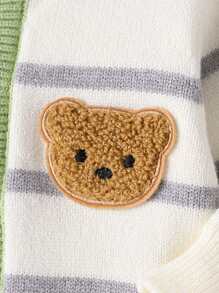 SHEIN Vintaside Kids Monos de punto de colores combinados y rayas versátiles y lindos para niños pequeños - Multicolor - Ver 6