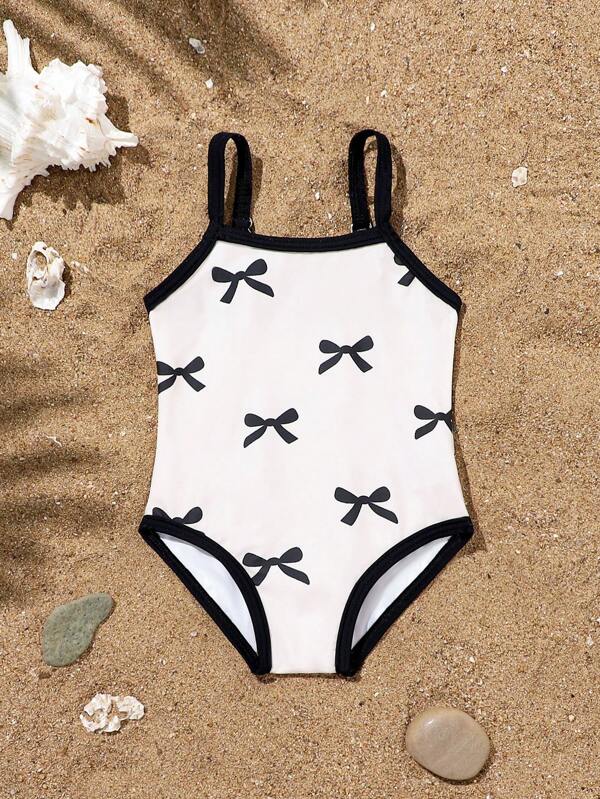 Newborn Baby Cute Black Bow Decor Adjustable Shoulder Strap Bodysuit Bathing Suits For Baby Bathing Suit For Baby Girl Bathing Suit For Babies Bathing Suits For Baby Girl Bathing Suits For Girls