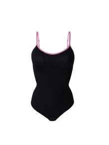 SHEIN 3pcs Seamless Contrast Color Strap Thong Camisole For Women, Waist Cincher & Tummy Control - Black - View 7