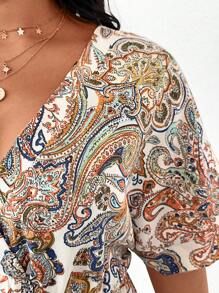 SHEIN LUNE Vestido de talla grande con cintura ceñida y dobladillo acampanado, atuendo para concierto country, graduación, atuendos de verano para mujeres, atuendos para brunch, atuendos para el Día de la Madre, atuendos para la iglesia para mujeres - Multicolor - Ver 2