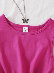 SHEIN Trägertop mit Knotendetail & gestreifte Shorts mit Paperbag Taille und Gürtel
