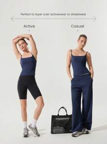 GLOWMODE FeatherFit™ Hip Length Basic Tank Top Low Impact Yoga Pilates Studio Daily Removable Cups