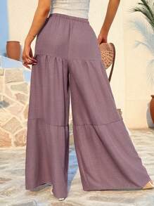Livesso Spodnie damskie w jednolitym kolorze, na plażę, na wakacje, letnie - Fioletowy - Zobacz 2