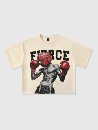 Street Life T-shirt court et ample avec imprimé de boxe pour hommes