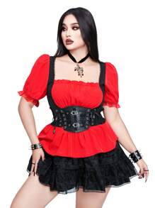 Whyspr Áo cánh Punk Rave tông màu tối giản dị, đơn giản và thời trang, phù hợp cho mùa hè - Nhiều màu - Xem 5