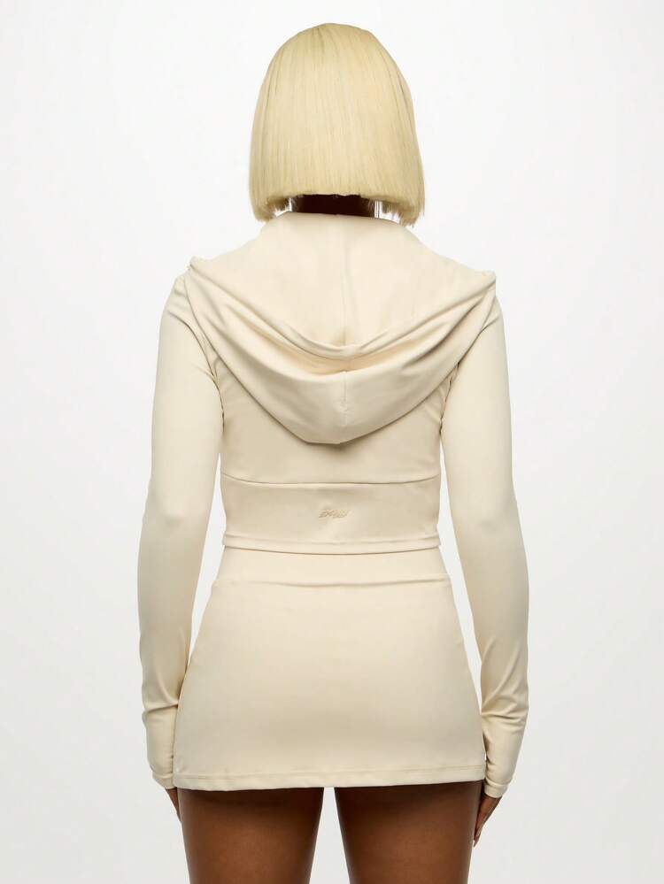 SUMWON WOMEN Zip Front Hooded Crop Athletic Jacket