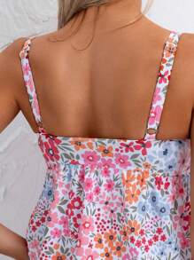 SHEIN Swim New Summer Floral Print With Chest Bow Women One-Piece Swimdress And Bikini Bottom Set - Multicolor - View 5