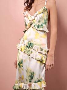 Maija Women's Elegant Floral Print Ruffle Backless Dress, Summer - Multicolor - View 4