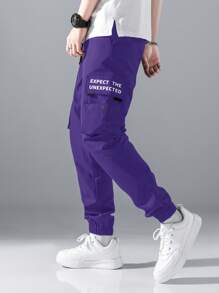 Manfinity Hypemode Loose Fit Men Flap Pocket Side Drawstring Waist Cargo Pants