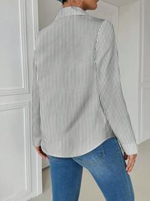 INAWLY 女士大码修身白衬衫，有领子和口袋，休闲