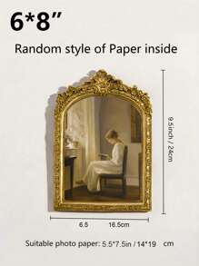 SHEIN 1pc Vintage European Style Gold Curved Frame Decorative Photo Frame, With One Random Inner Paper, For Home Decoration And Picture Display Valentine DAY, Valentines Wedding, Birthday, Room Decor, Ramadan Decor, Bedroom Decor, Wedding Decor, Home Decor Living Room, Office Decor, House Decor, Photo Frame, Room Decoration Stuff, Picture Frame,Fall Decor