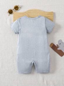 SHEIN Conjunto unisex de bebé con estampado de koala, 2 en 1 con mamelucos, adecuado para bebés recién nacidos para usar en verano en cualquier ocasión, el patrón de koala hace que el bebé se vea talla grande lindo