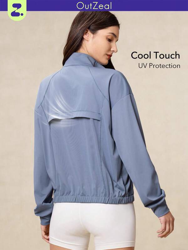 OutZeal SunProof UPF50+ Cooling Breathable Sun Protection Jacket Women With Zipper Pockets Athletic Workout Gym