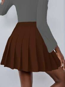 Lumivelle Gonna plissettata in tinta unita da donna, stile casual Y2K da scuola, elegante per appuntamenti e ufficio, adatta per primavera ed estate