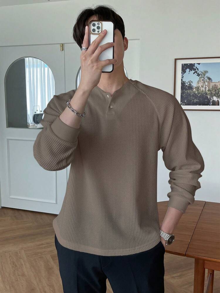 Camiseta de manga larga tipo raglan para hombres, ropa de vuelta al colegio para otoño e invierno