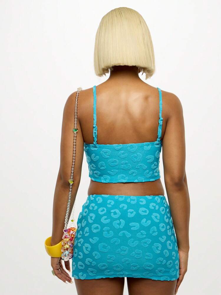 SUMWON WOMEN Top typu bandeau z nadrukiem w panterkę z frotte