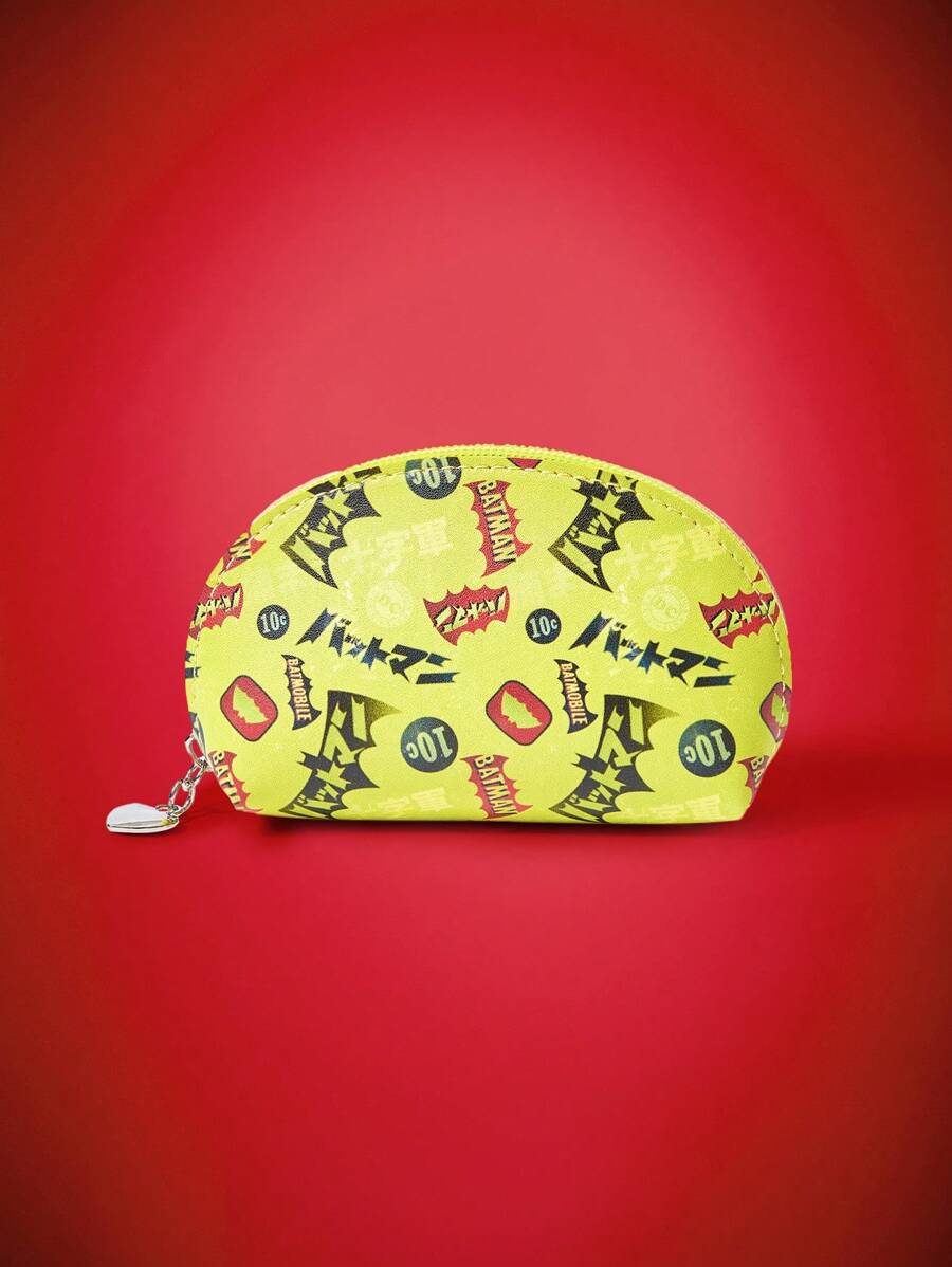 BATMAN X SHEIN Women Core Yellow Floral Print Compact Stylish Coin Purse - Yellow - View 1