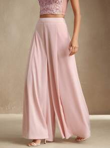 Anewsta Women Wide Leg Pants, Casual Business Casual, Daily Wear, Versatile - Pink - View 1