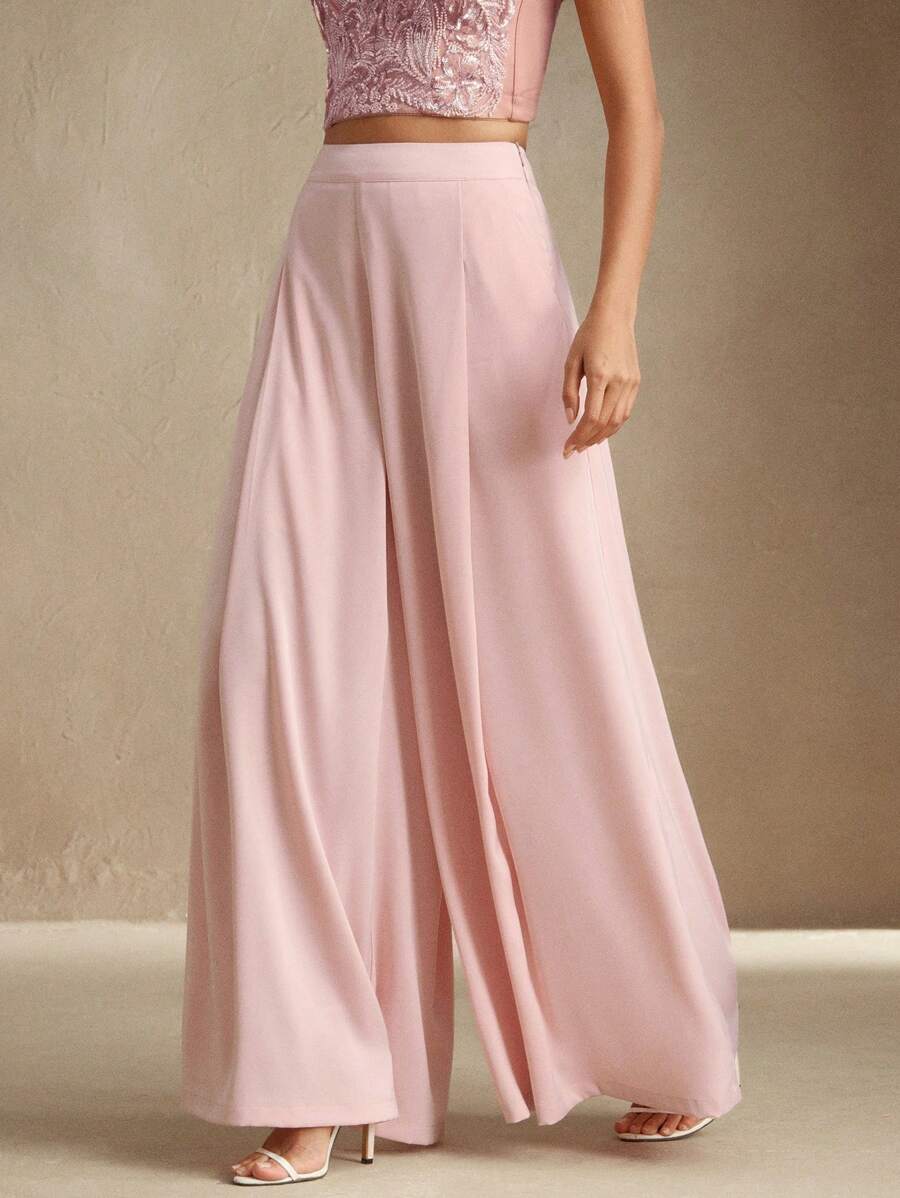 Anewsta Women Wide Leg Pants, Casual Business Casual, Daily Wear, Versatile - Pink - View 1