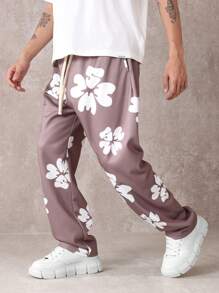 SUMWON Pantalones de chándal con estampado floral, cintura elástica, pantalones cómodos de estar en casa, pantalones deportivos, ropa de calle perfecta para uso casual en primavera y verano
