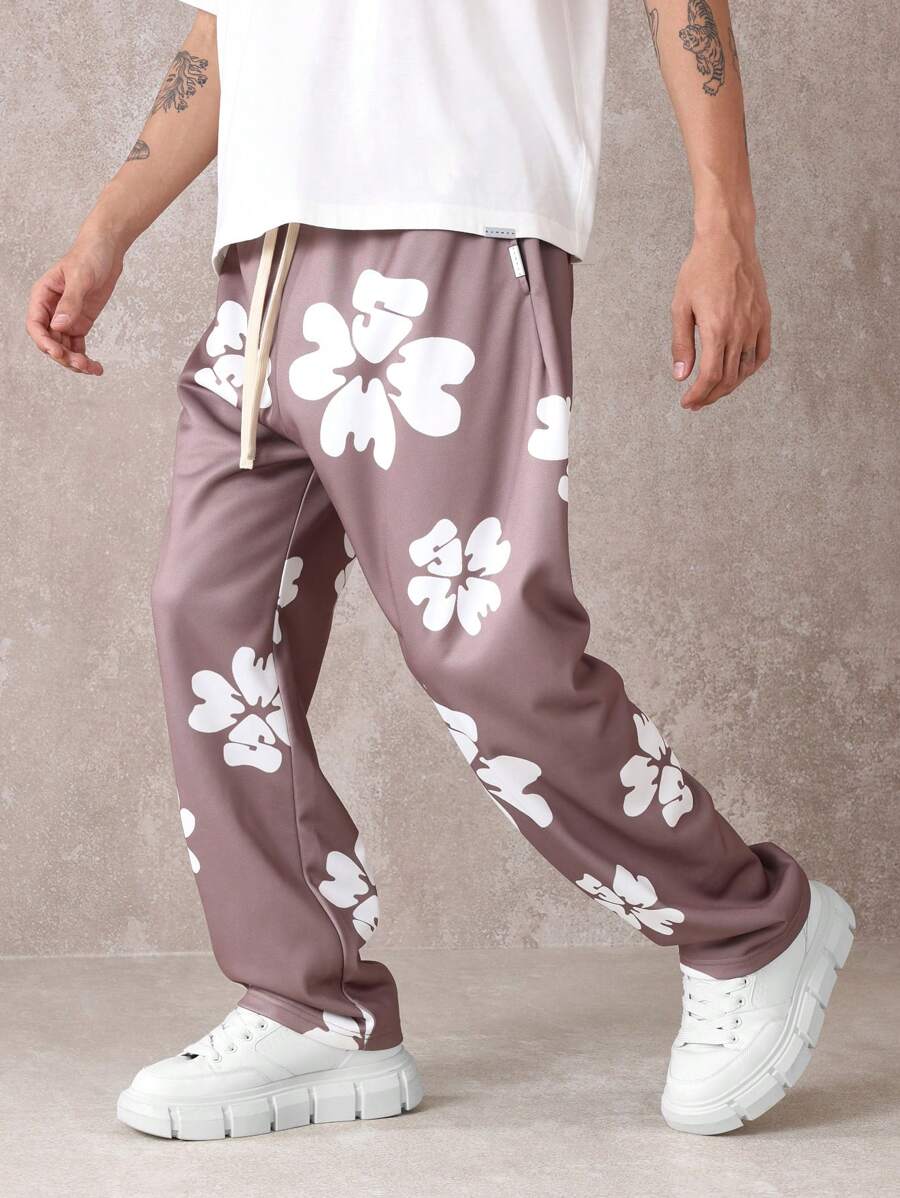 SUMWON Pantalones de chándal con estampado floral, cintura elástica, pantalones cómodos de estar en casa, pantalones deportivos, ropa de calle perfecta para uso casual en primavera y verano