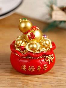 1 件树脂聚宝盆和钱袋形状装饰品，适合新年和蛋糕，生日最佳礼物