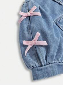 SHEIN Tween Girls Denim Two Pieces Outfits - Light Wash - View 8